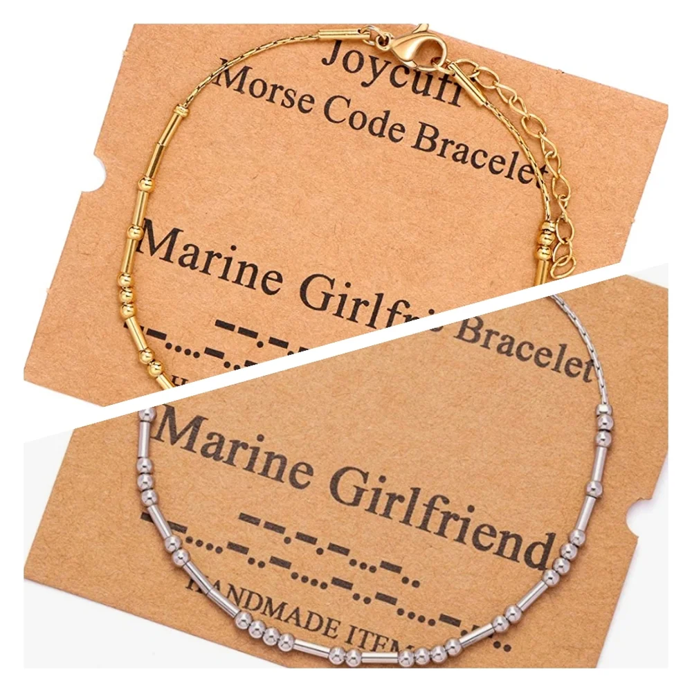 'Marine Girlfriend' Morse code bracelet NWT gold or silver